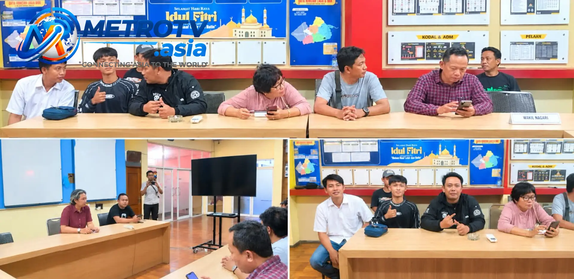 Kolase foto saat perwakilan AKAR beserta para korban mengikuti audiensi di ruang Polres Kediri untuk mendesak penanganan laporan dugaan penipuan dan pengancaman